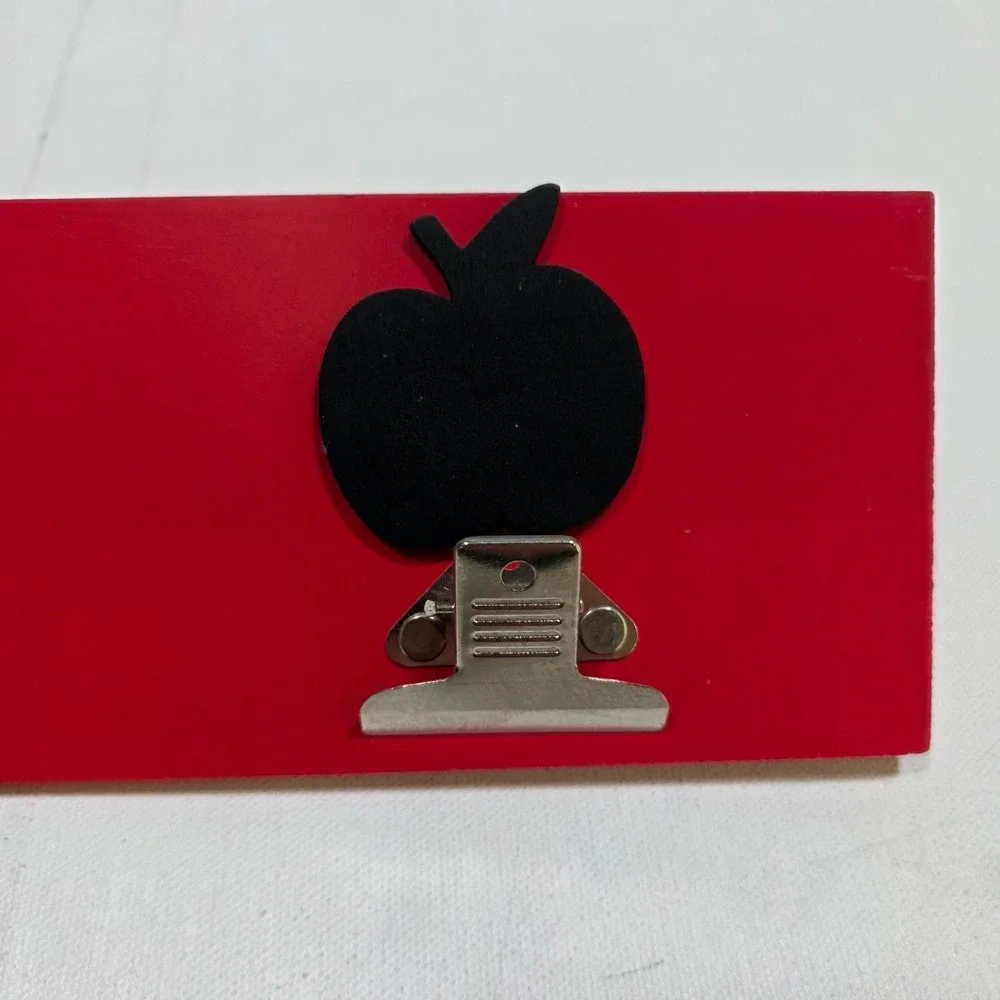 Horizon Group USA Apple Wall Clip Board Red Wood Photo Memo Display 18x4 Decor